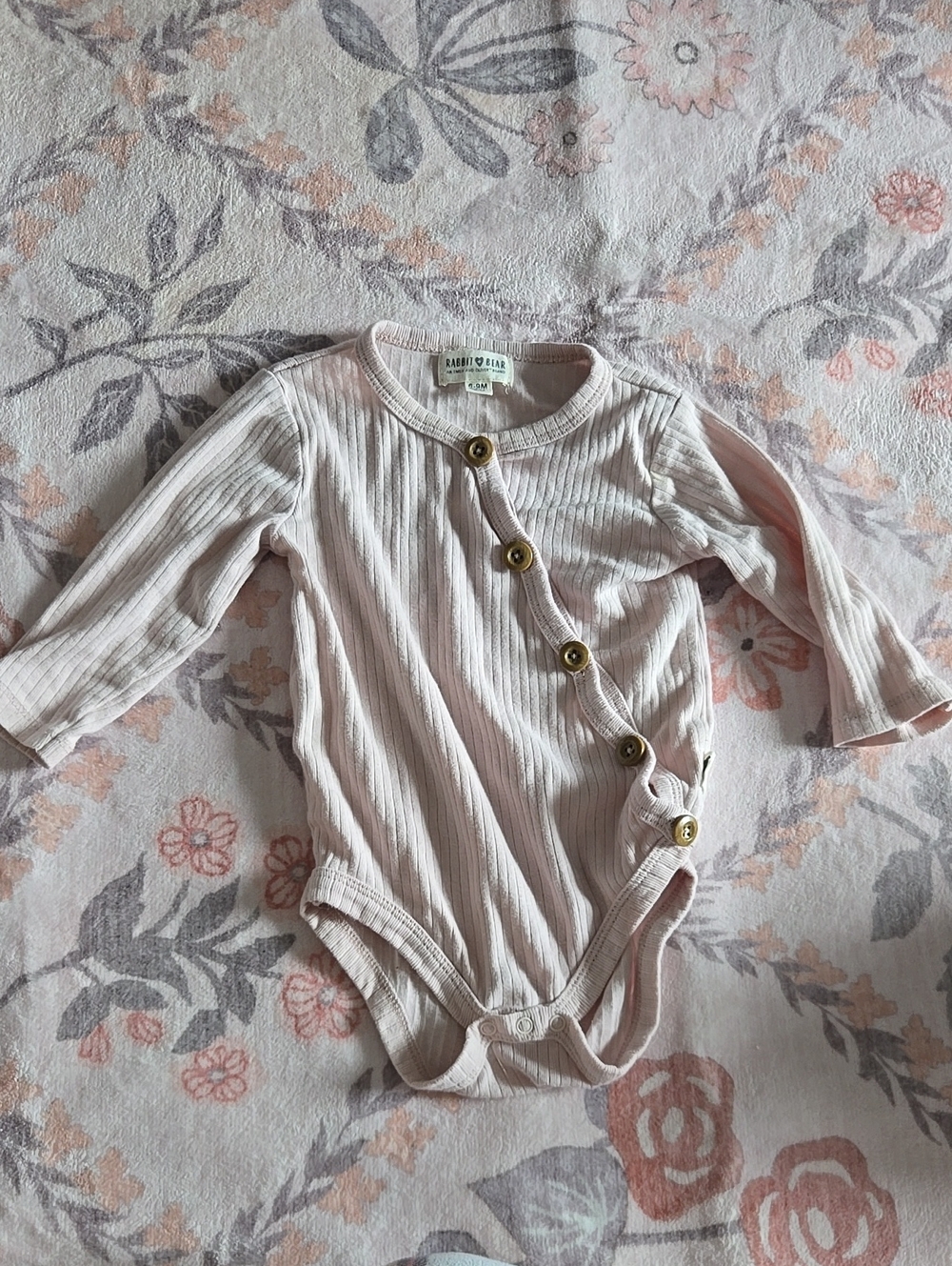 Ribbed Long-Sleeve One-Piece in Light Pink